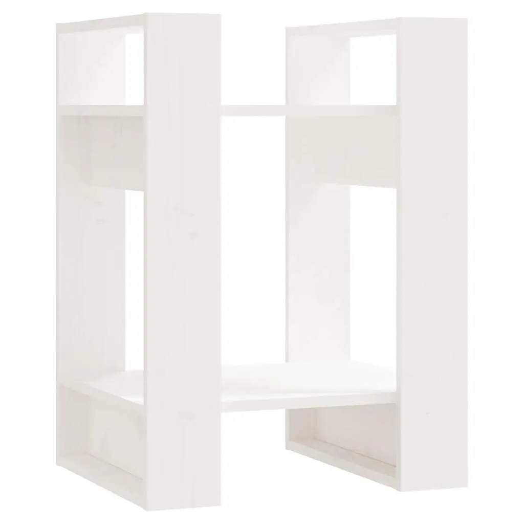 Book Cabinet Room Divider Solid Pine Wood 41W x 35D x 57H cm White