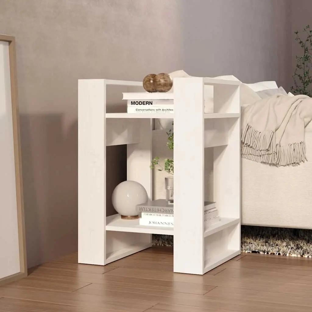 Book Cabinet Room Divider Solid Pine Wood 41W x 35D x 57H cm White