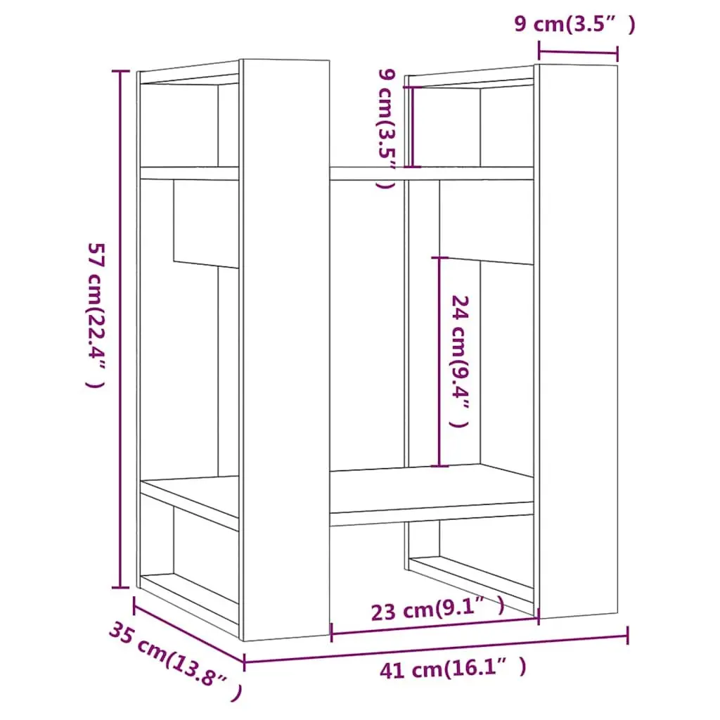 Book Cabinet Room Divider Solid Pine Wood 41W x 35D x 57H cm White