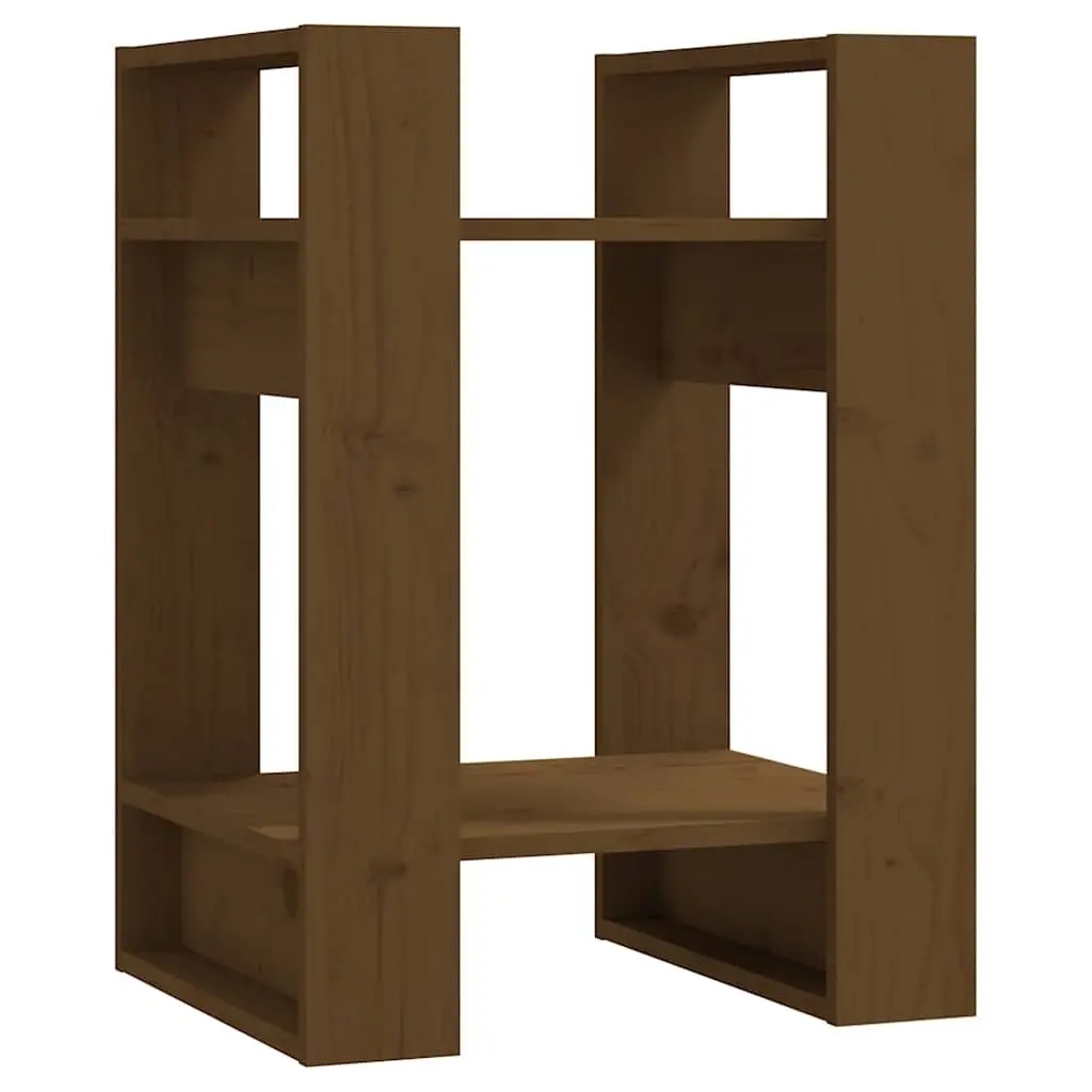 Solid Wood Pine Book Cabinet Room Divider Honey Brown 41x35x57cm Storage Shelf
