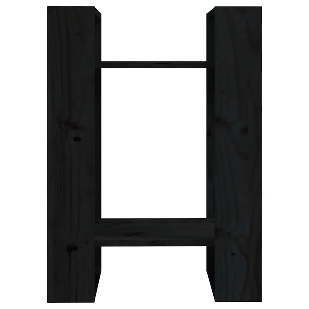 Book Cabinet Solid Pinewood 41x35x57cm Black Room Divider Shelving Unit Storage