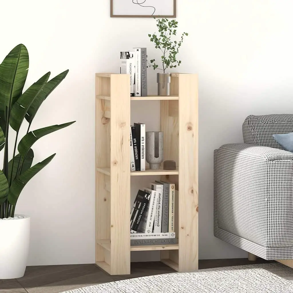 Book Cabinet Solid Pine Wood 41x35x91cm Brown Room Divider Storage