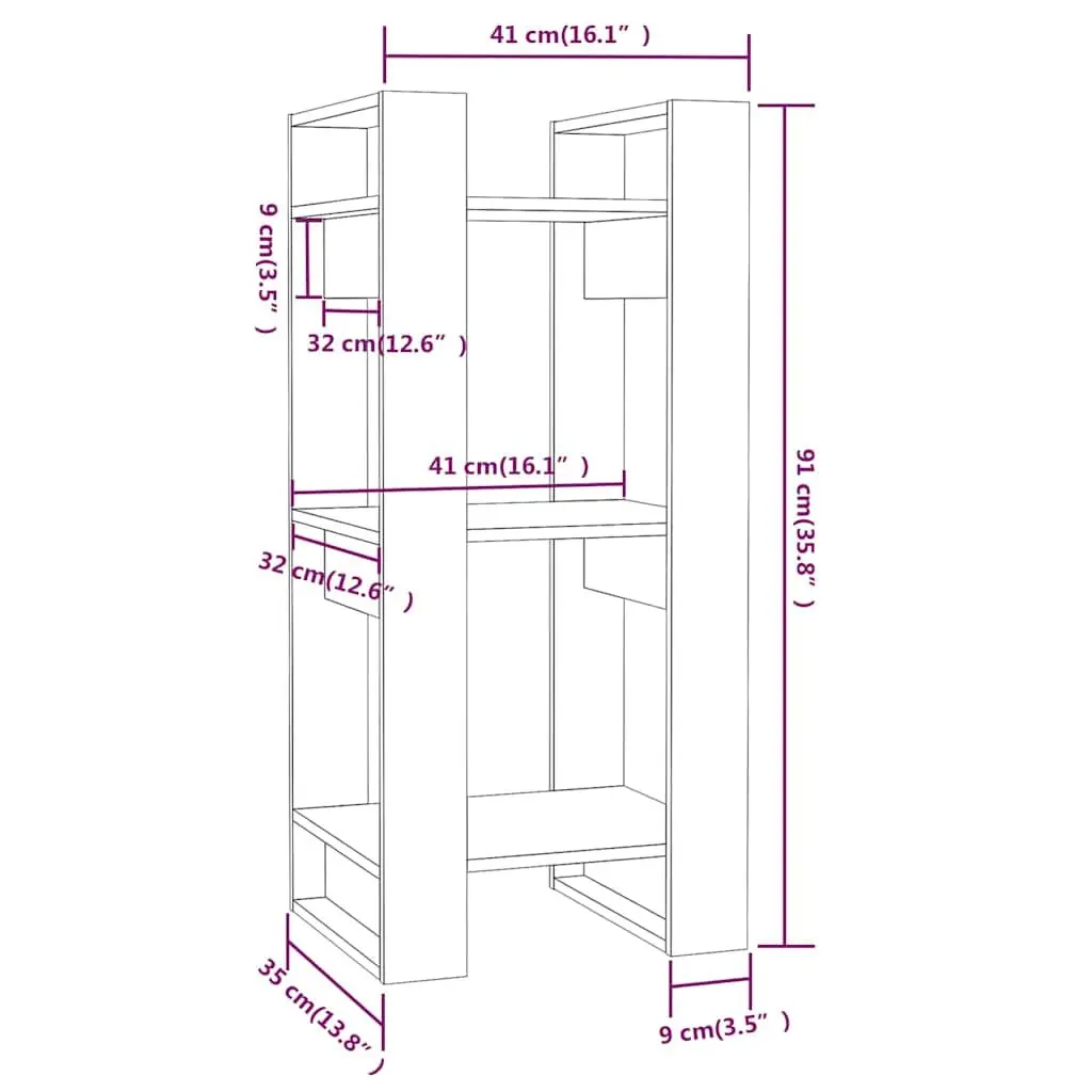 Book Cabinet Solid Pine Wood 41x35x91cm Brown Room Divider Storage