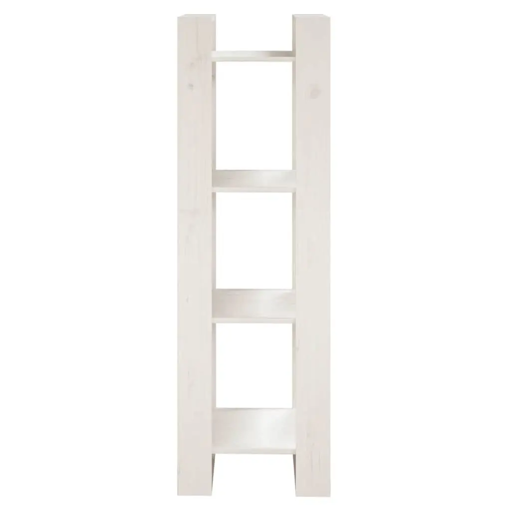 Wooden Book Cabinet Room Divider Solid Pine Wood White 41 x 35 x 125 cm