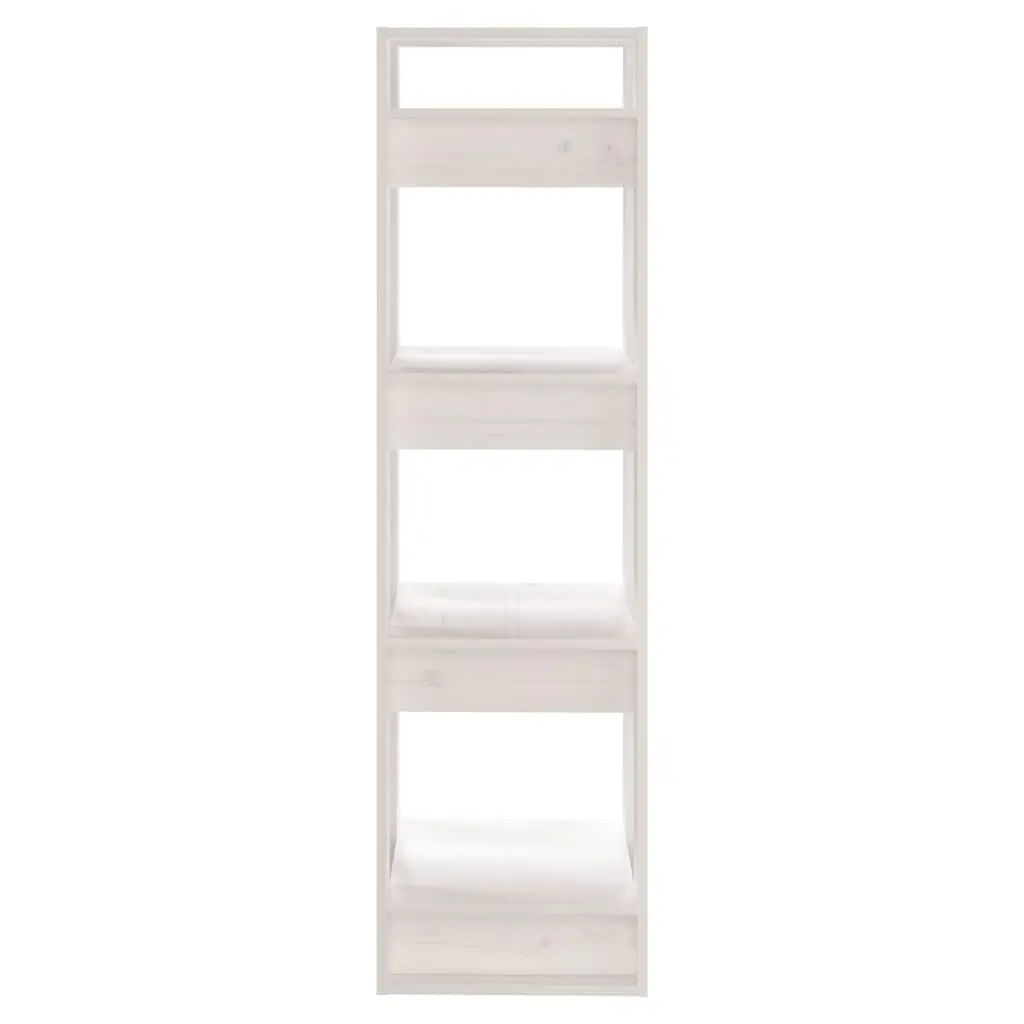 Wooden Book Cabinet Room Divider Solid Pine Wood White 41 x 35 x 125 cm