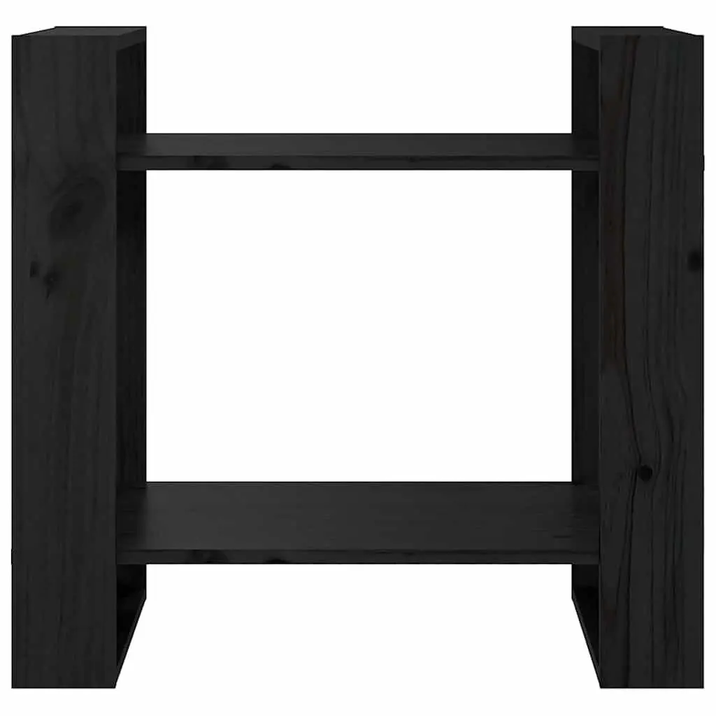 Pine Wood Room Divider Book Cabinet Black 60x35x57cm Shelving Unit