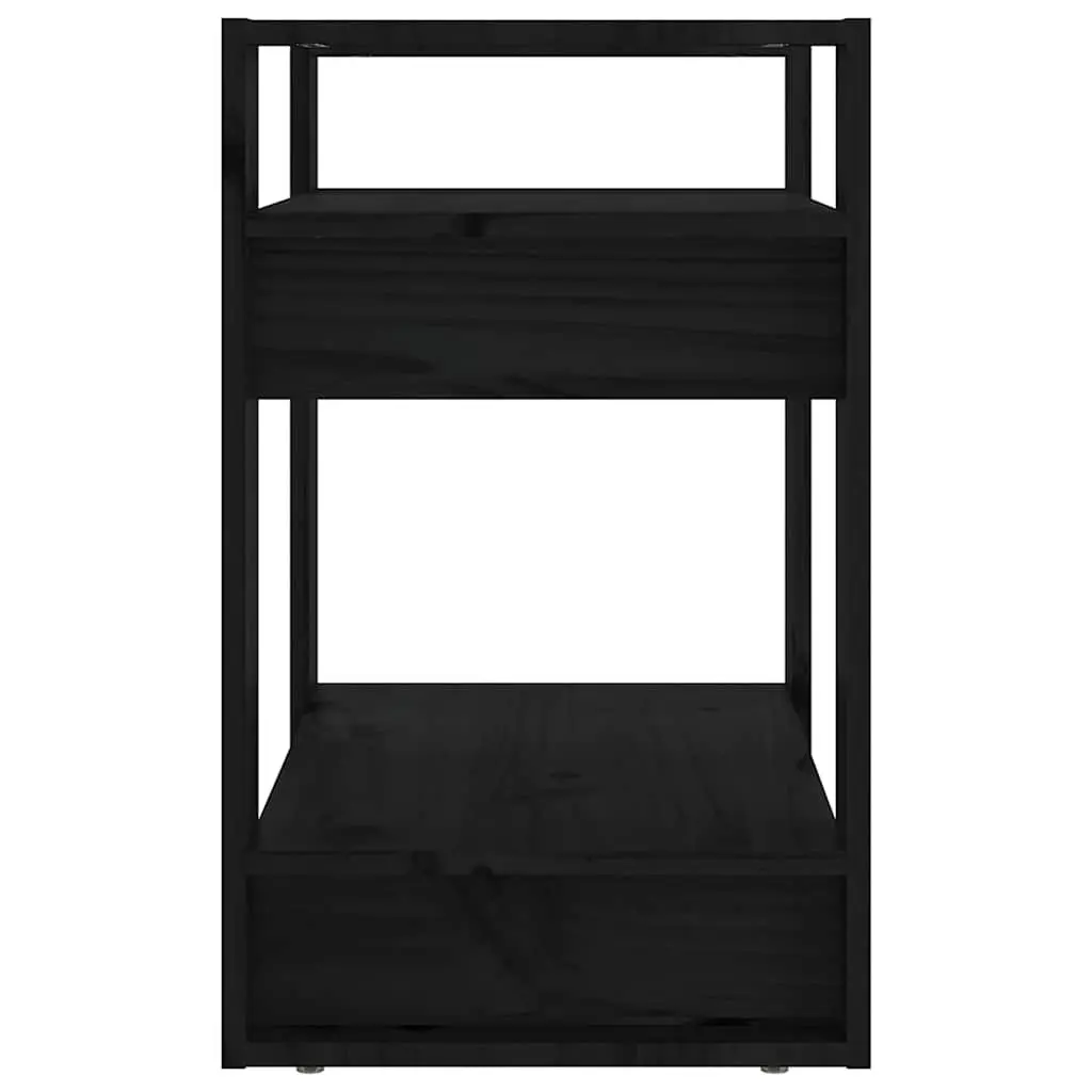 Pine Wood Room Divider Book Cabinet Black 60x35x57cm Shelving Unit