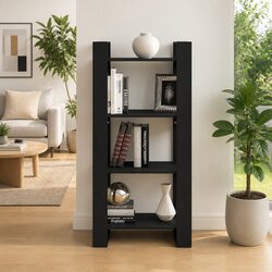 Functional Black Book Cabinet Room Divider 60x35x125cm