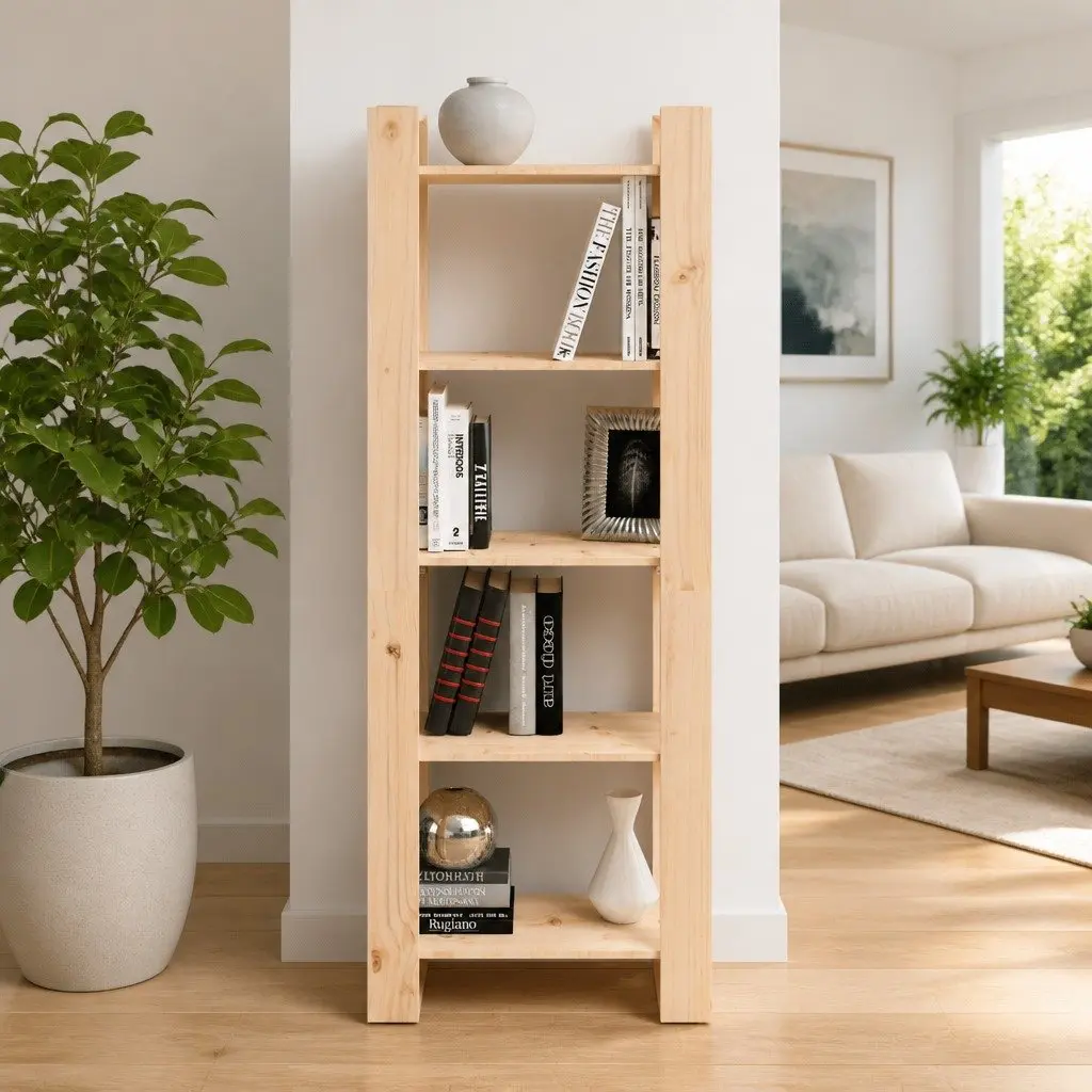 Solid Wood Book Cabinet for Home Use 60x35x160cm