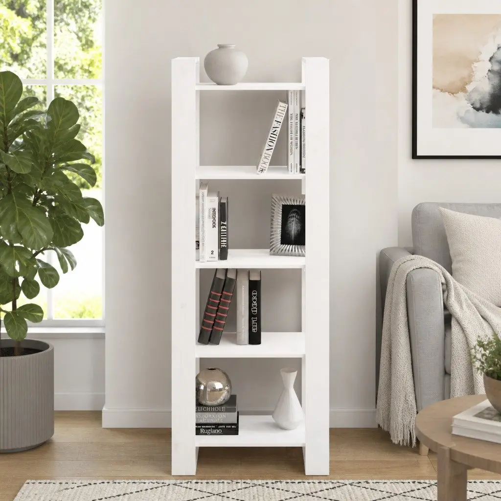 White Book Cabinet Room Divider for Home Spaces