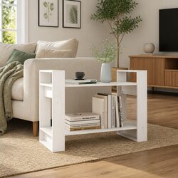 White Wooden Book Cabinet Room Divider Solid Pine Shelving Unit 80x35x56.5 cm