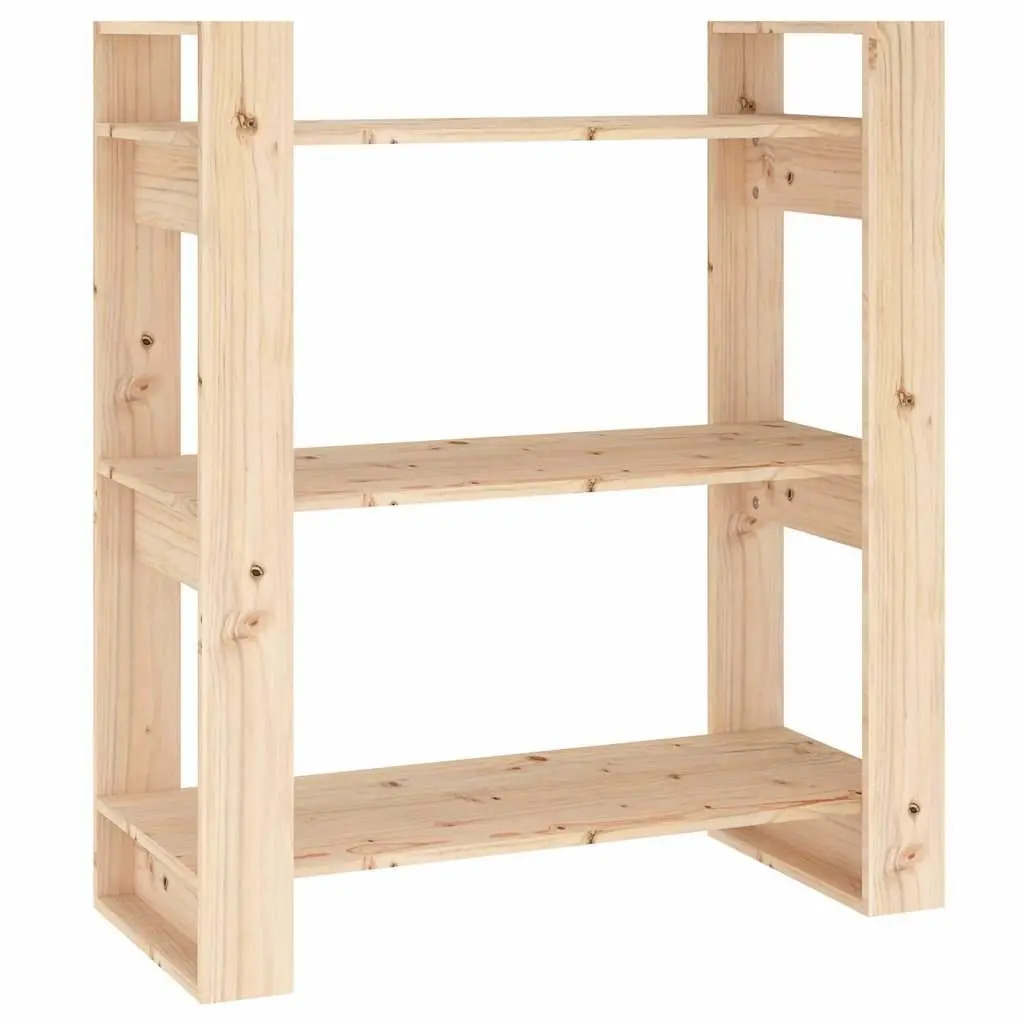 Pine Wood Book Shelf Room Divider Sturdy Brown 80x35x91cm Solid Construction Storage
