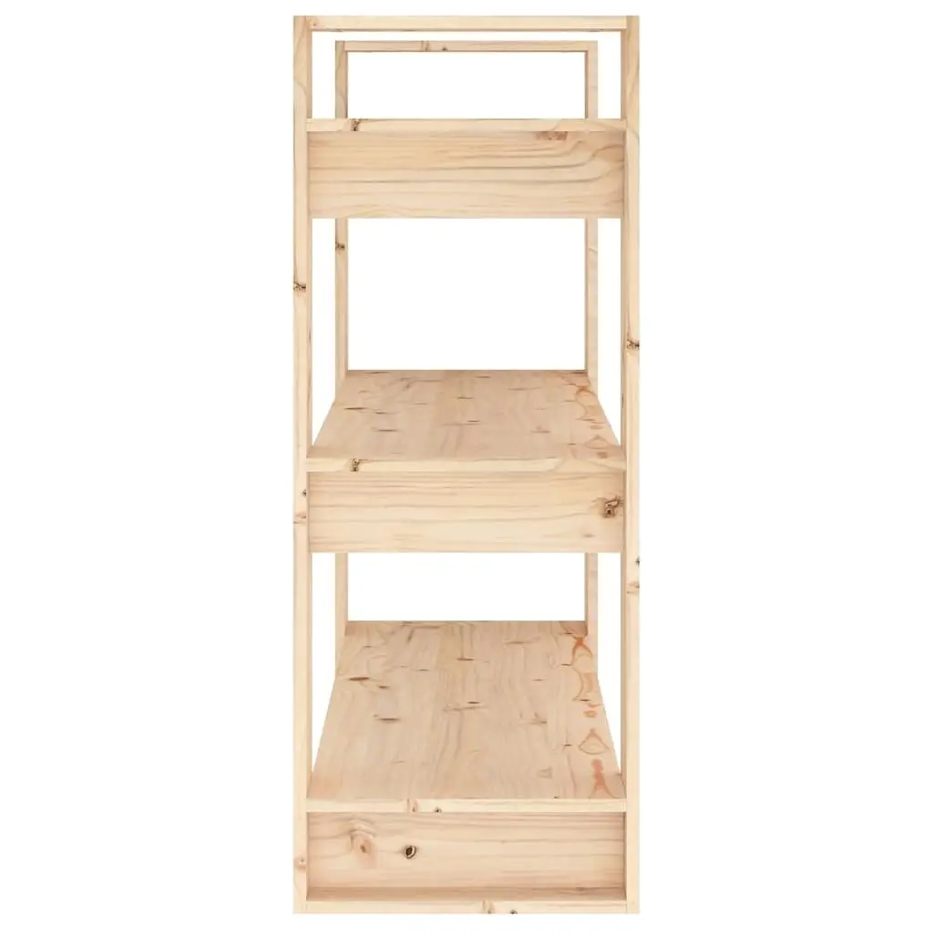 Pine Wood Book Shelf Room Divider Sturdy Brown 80x35x91cm Solid Construction Storage