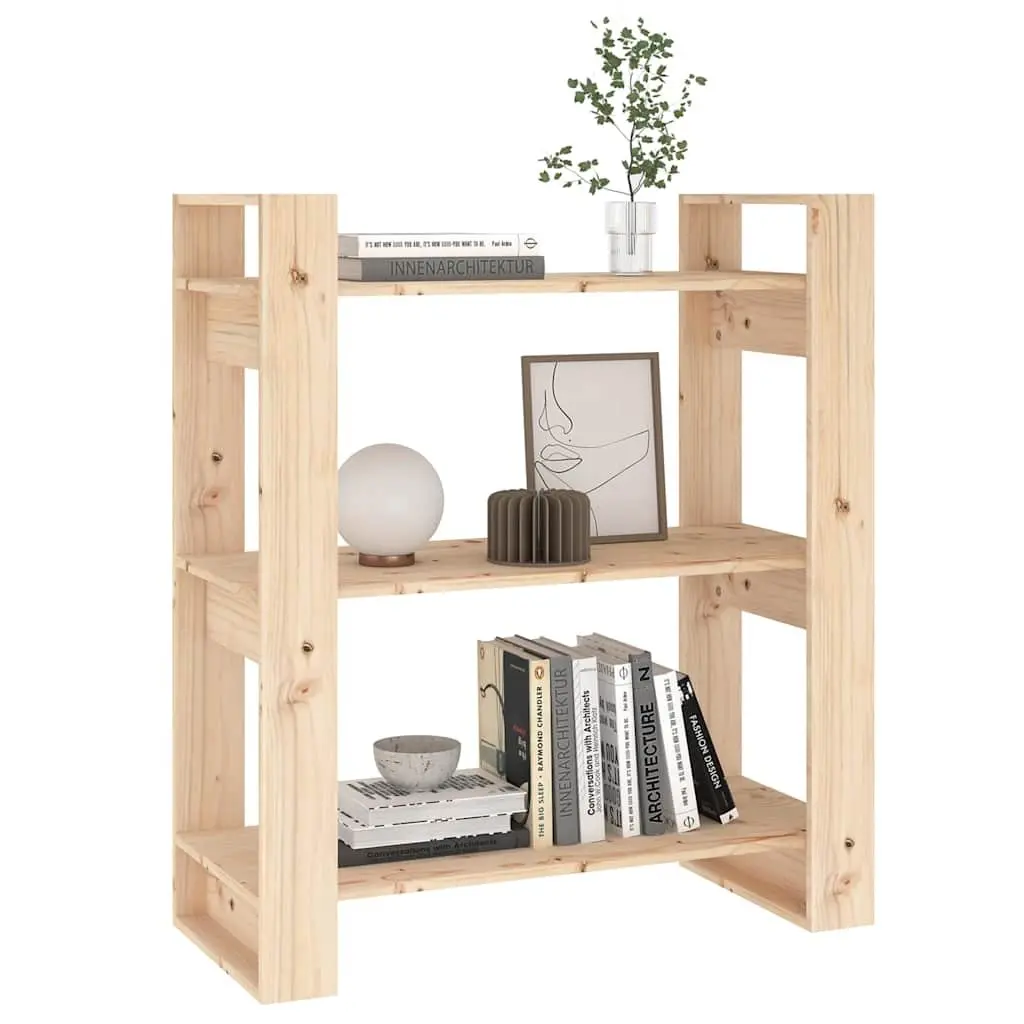 Pine Wood Book Shelf Room Divider Sturdy Brown 80x35x91cm Solid Construction Storage
