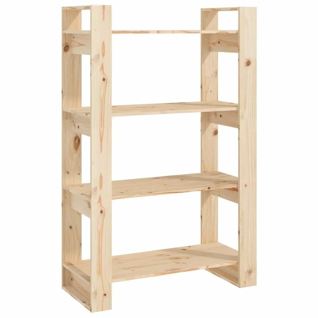 Book Storage Cabinet Solid Pine Wood 80x35x125cm Brown Room Divider Shelving Organiser