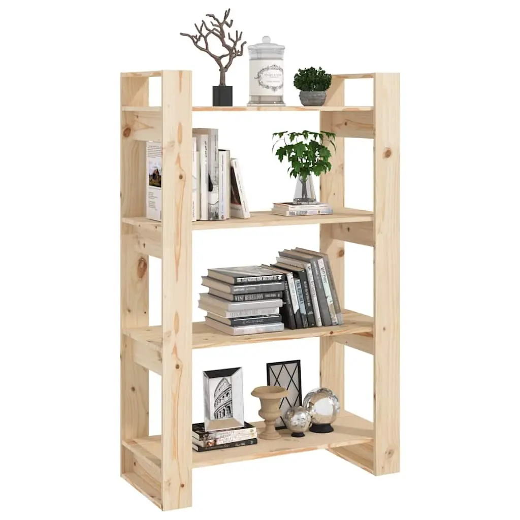 Book Storage Cabinet Solid Pine Wood 80x35x125cm Brown Room Divider Shelving Organiser