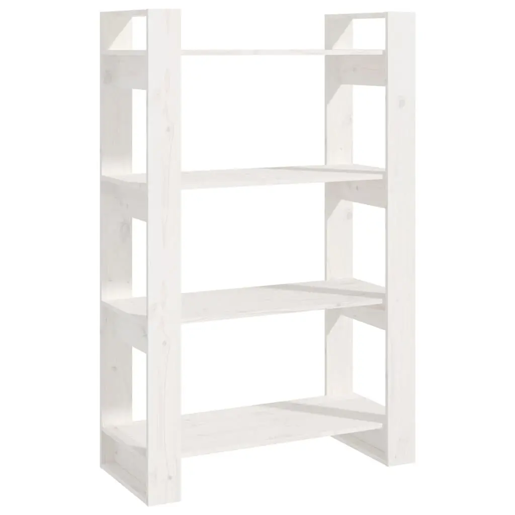 White Bookshelf Solid Pine Wood 80x35x125cm Room Divider Storage Cabinet