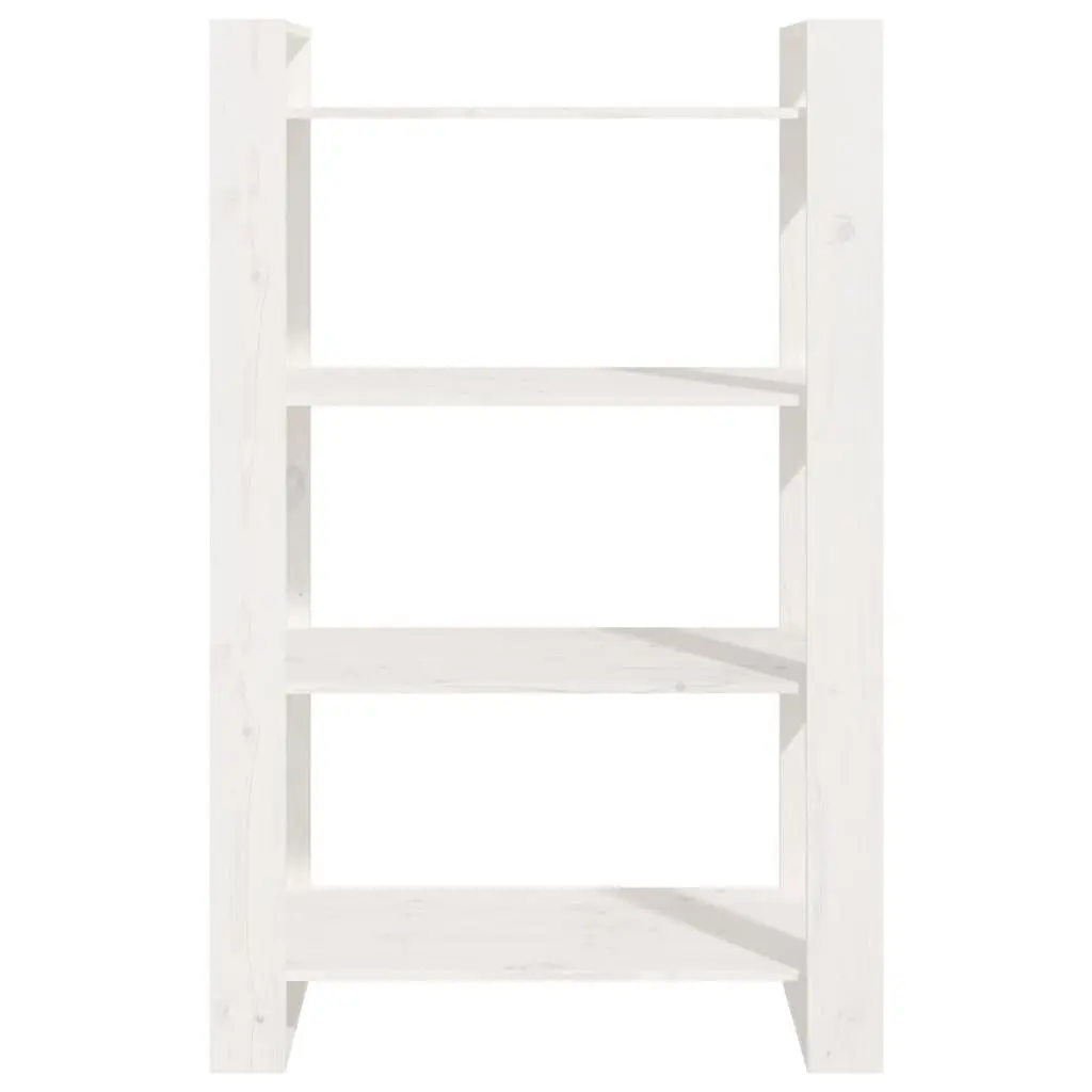 White Bookshelf Solid Pine Wood 80x35x125cm Room Divider Storage Cabinet