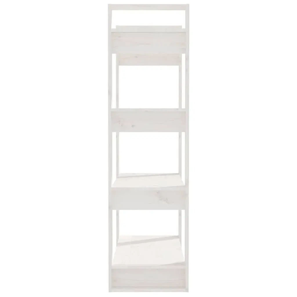 White Bookshelf Solid Pine Wood 80x35x125cm Room Divider Storage Cabinet