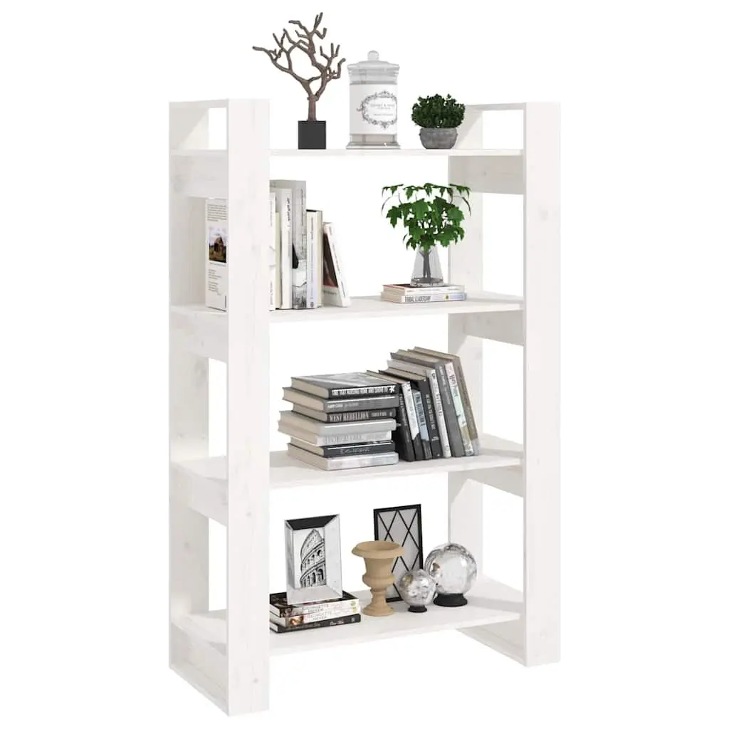 White Bookshelf Solid Pine Wood 80x35x125cm Room Divider Storage Cabinet