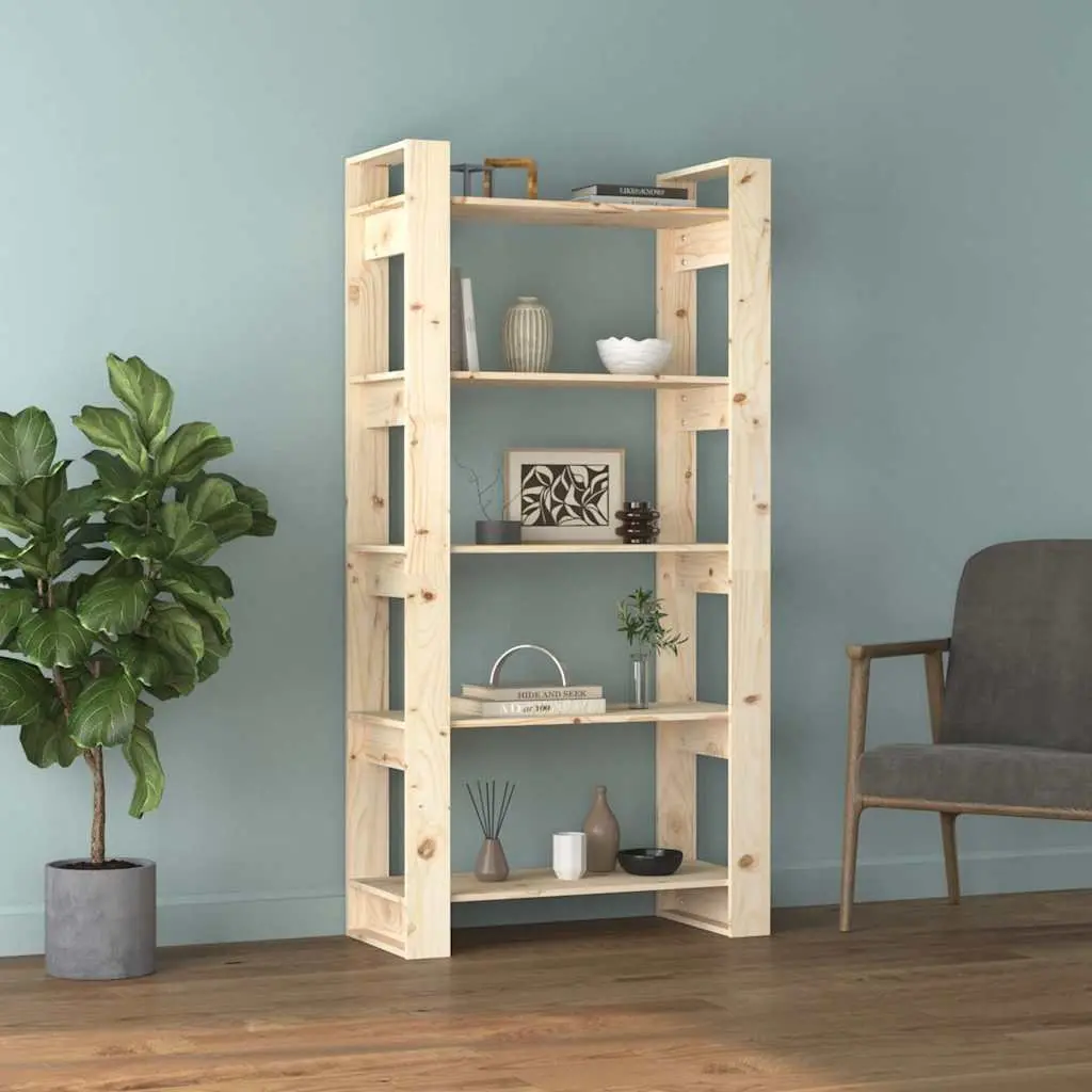 Solid Wood Book Cabinet Room Divider Bookshelf Storage Organizer Brown