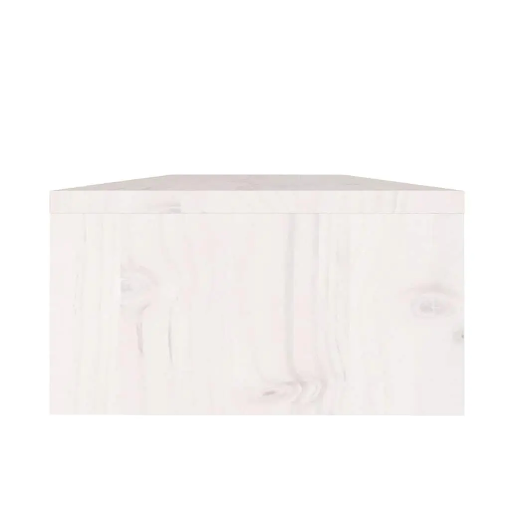Monitor Stand Solid Pine Wood White Riser Desk Storage Shelf