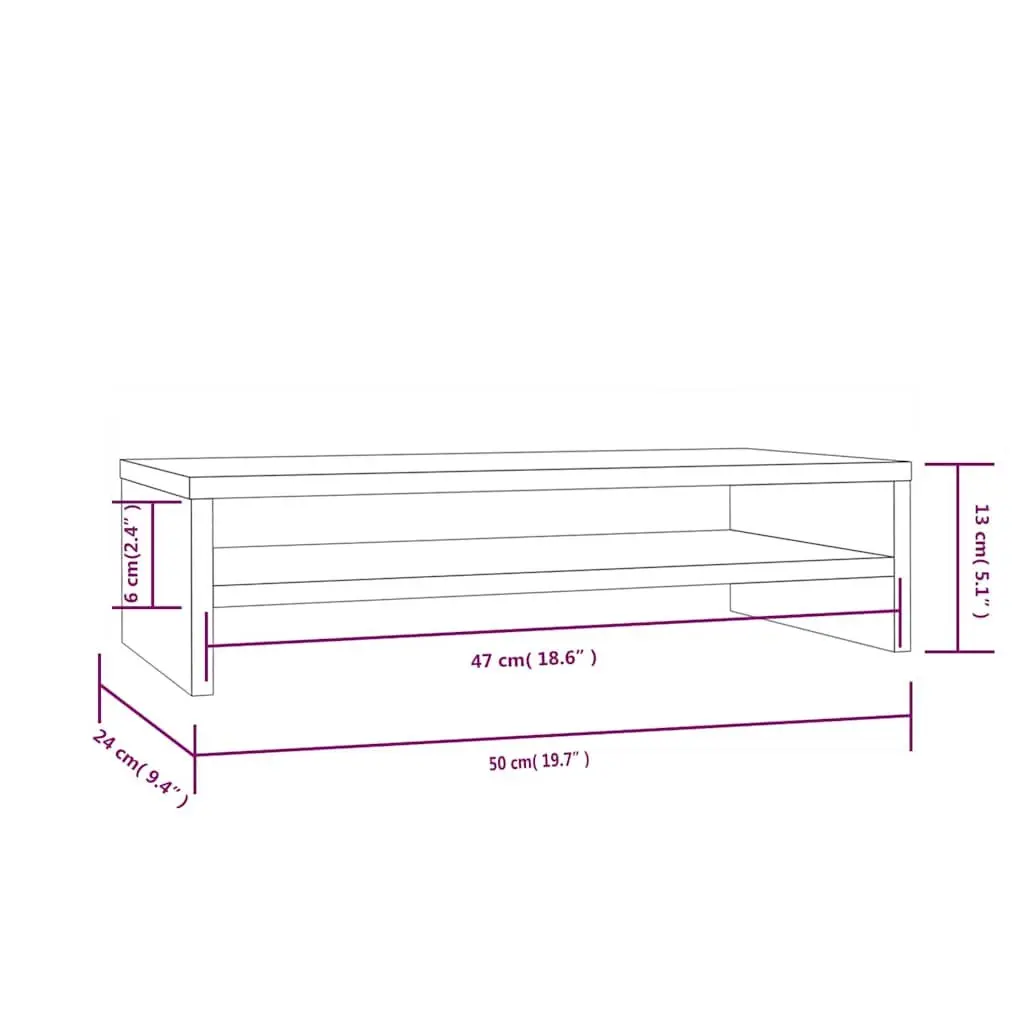 Monitor Stand Solid Pine Wood White Riser Desk Storage Shelf
