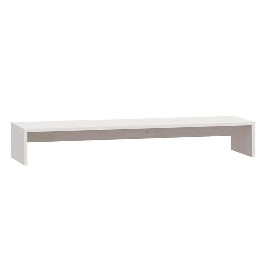 White Monitor Stand Solid Pine Wood 100x27x15cm Ergonomic Desktop Riser Desk Organizer