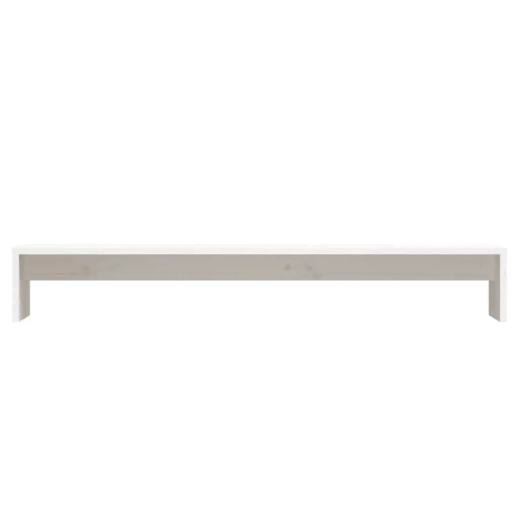 White Monitor Stand Solid Pine Wood 100x27x15cm Ergonomic Desktop Riser Desk Organizer