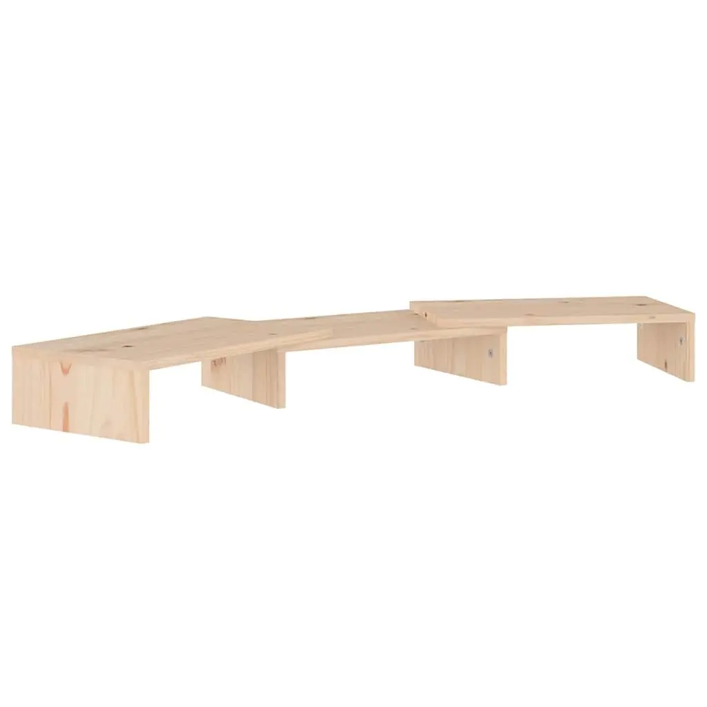 Monitor Stand Solid Wood Pine Riser Desk Organizer Storage Shelves Brown 80cm