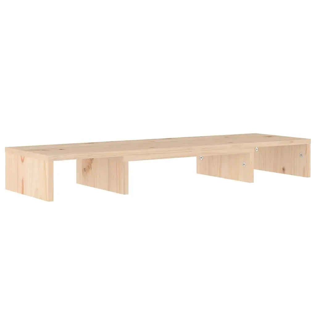 Monitor Stand Solid Wood Pine Riser Desk Organizer Storage Shelves Brown 80cm