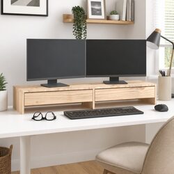 Practical Pine Wood Monitor Stand for Home or Office