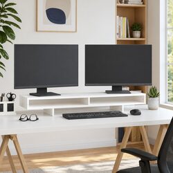 White Monitor Stand for Home Office Use 100cm