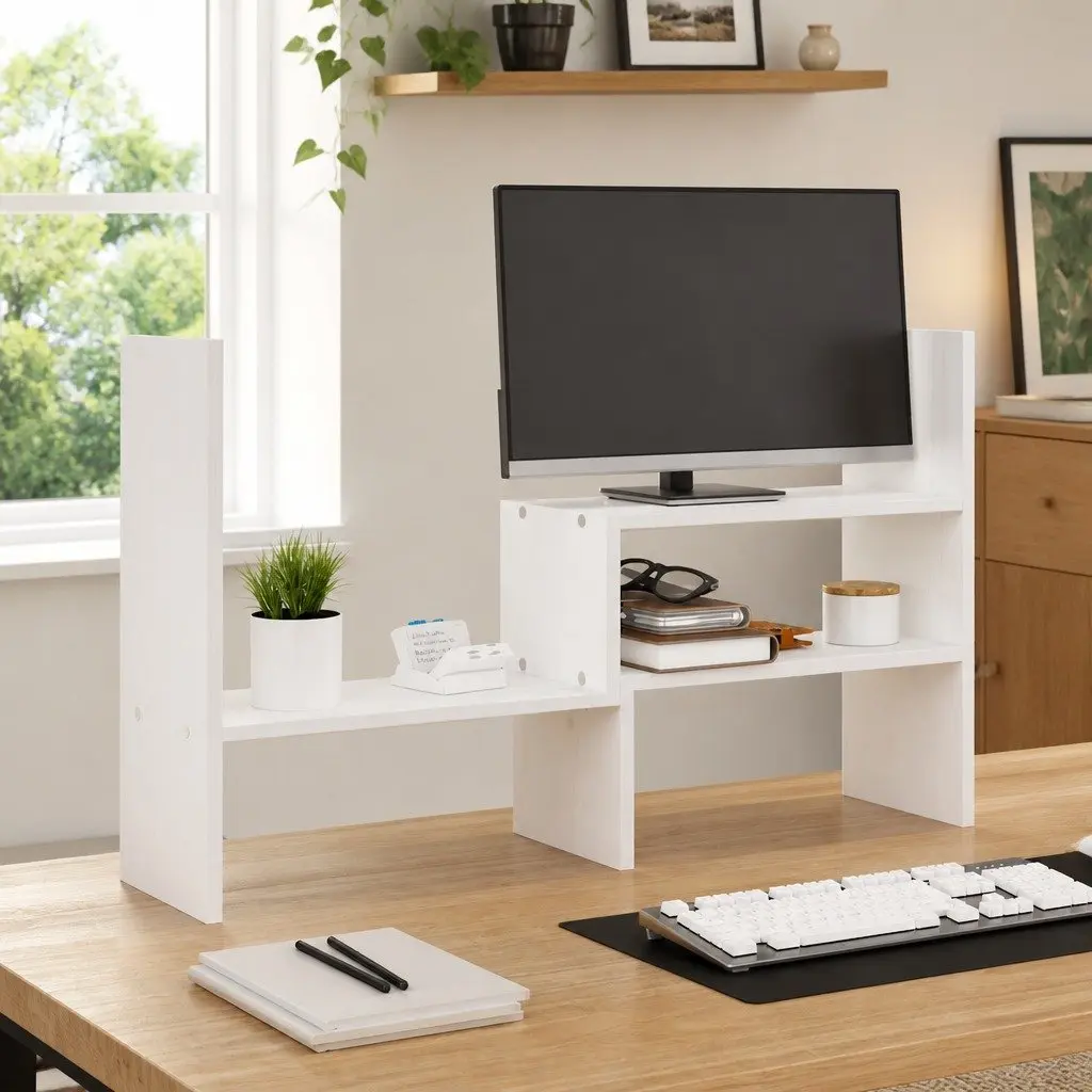 White Monitor Stand for Home and Office