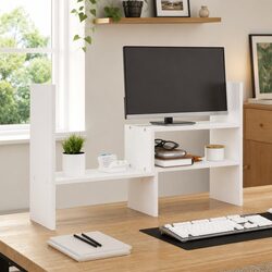 Functional White Monitor Stand for Home and Office