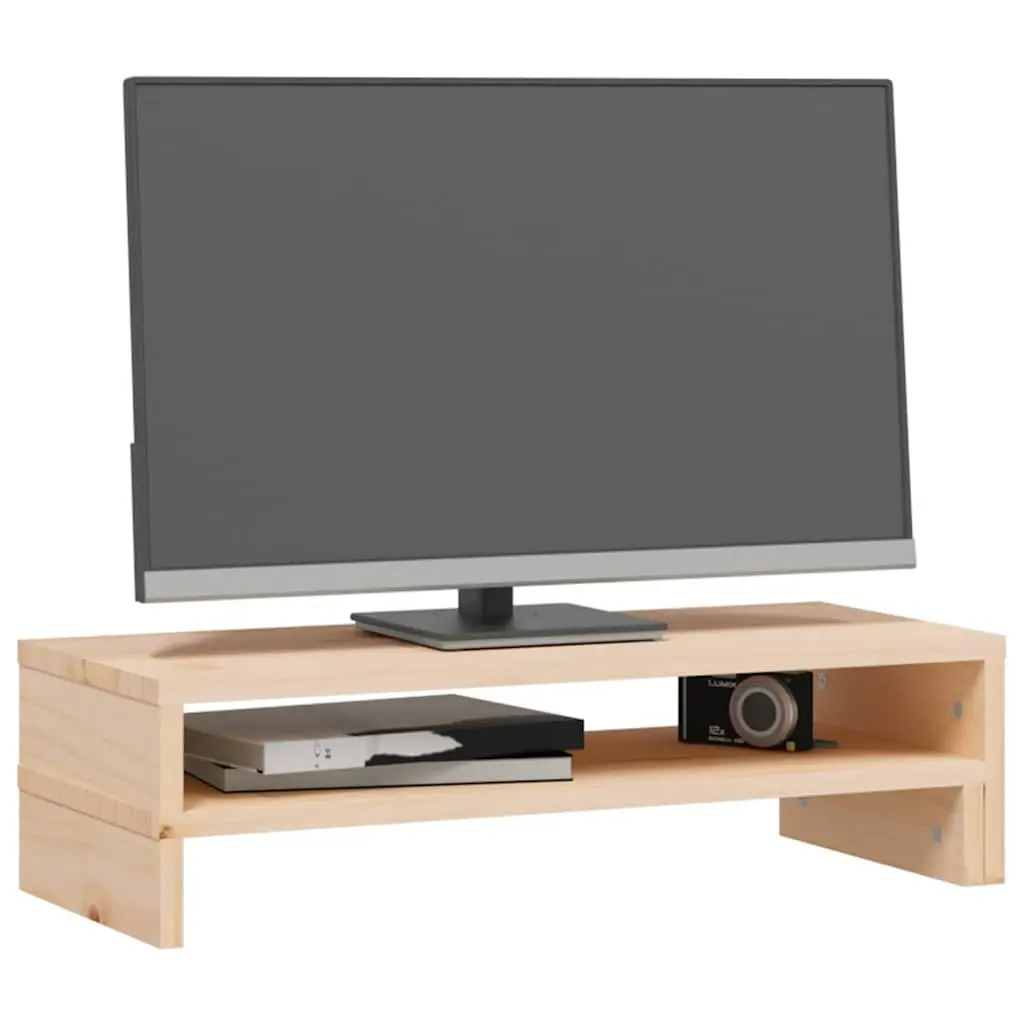 Wooden Monitor Stand Adjustable Solid Pine Wood 52 to 101 cm Brown