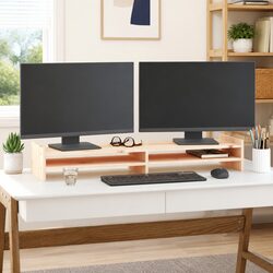 Practical Solid Pine Monitor Stand for Home and Office Use