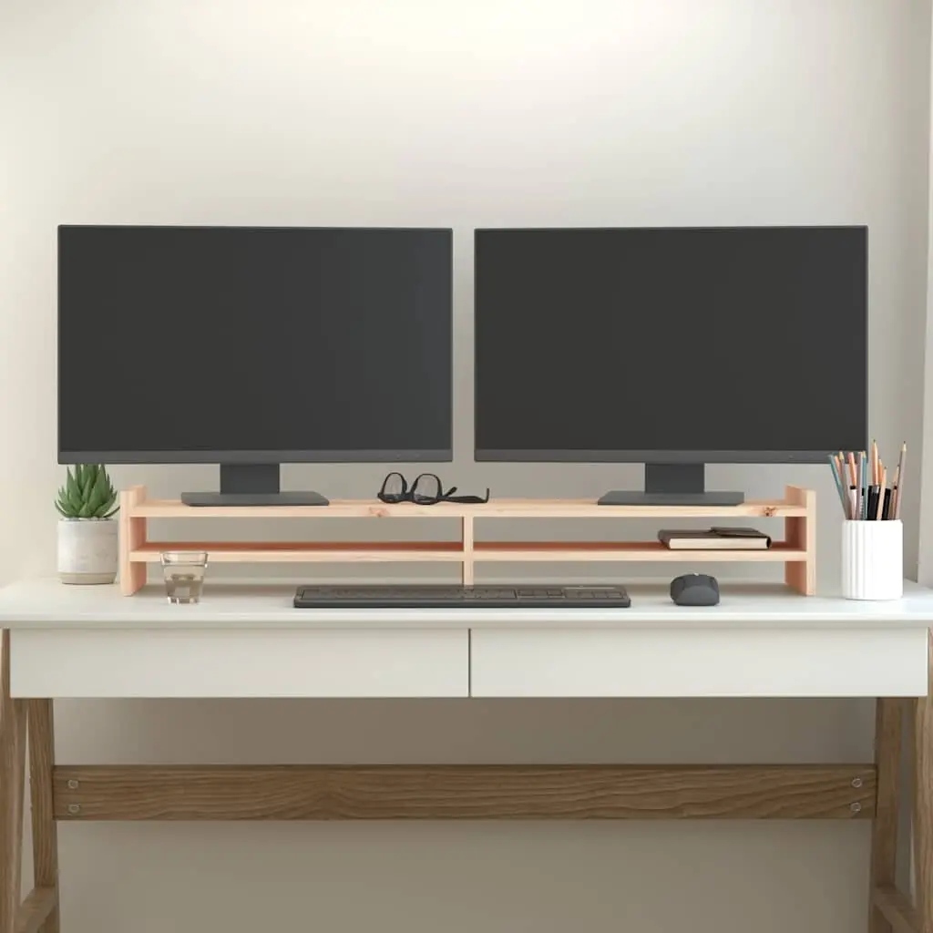 Monitor Stand 100x27x15cm Solid Pine Wood Riser Desk Storage Computer Display