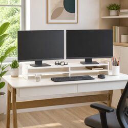 White Monitor Stand for Home Office Setup