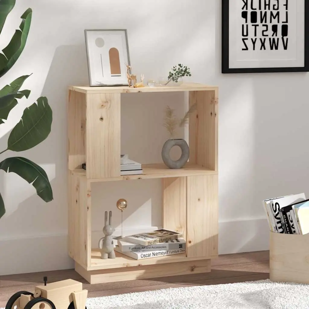 Wooden Bookshelf Room Divider Storage Organizer 51W x 25D x 70H cm Brown Pine