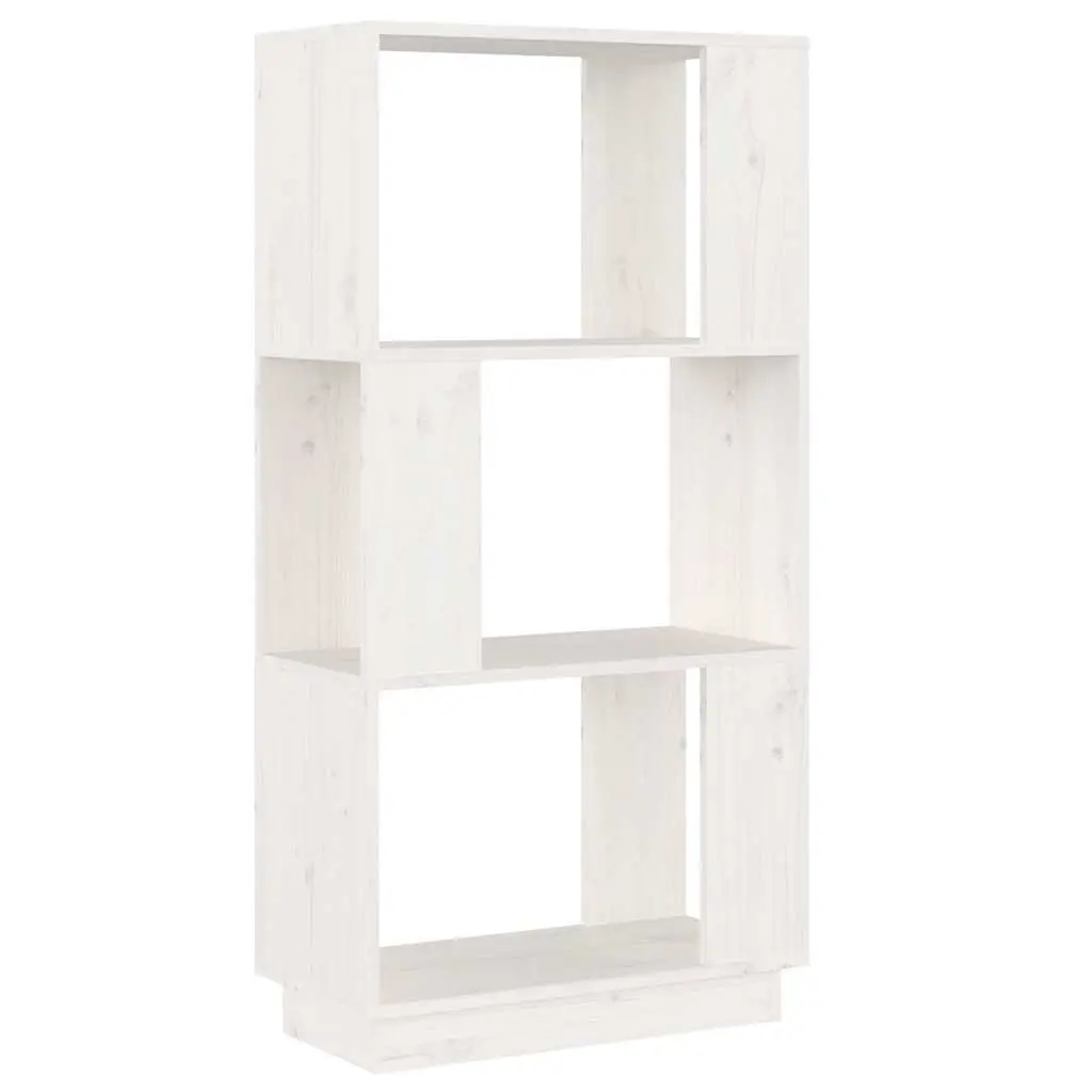 Bookcase Room Divider Solid Pine Wood White Ample Storage 51x25x101cm