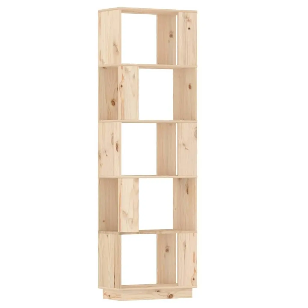 Solid Wood Pine Book Cabinet Room Divider Bookshelf Storage 51x25x163.5cm Brown
