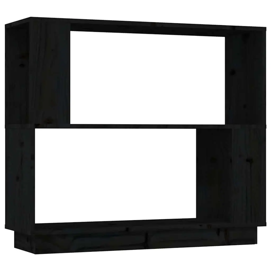 Black Solid Pine Wood Bookshelf Room Divider 80cm Storage Unit