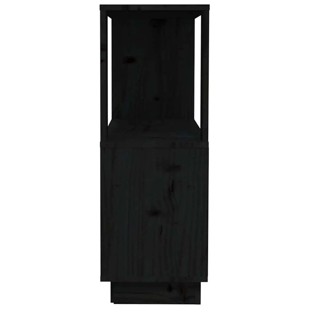 Black Solid Pine Wood Bookshelf Room Divider 80cm Storage Unit