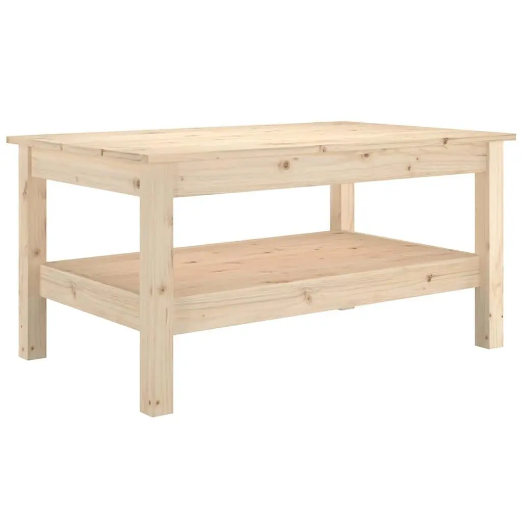 Pine Coffee Table with Additional Storage Shelf