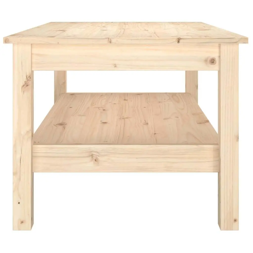 Pine Coffee Table with Additional Storage Shelf