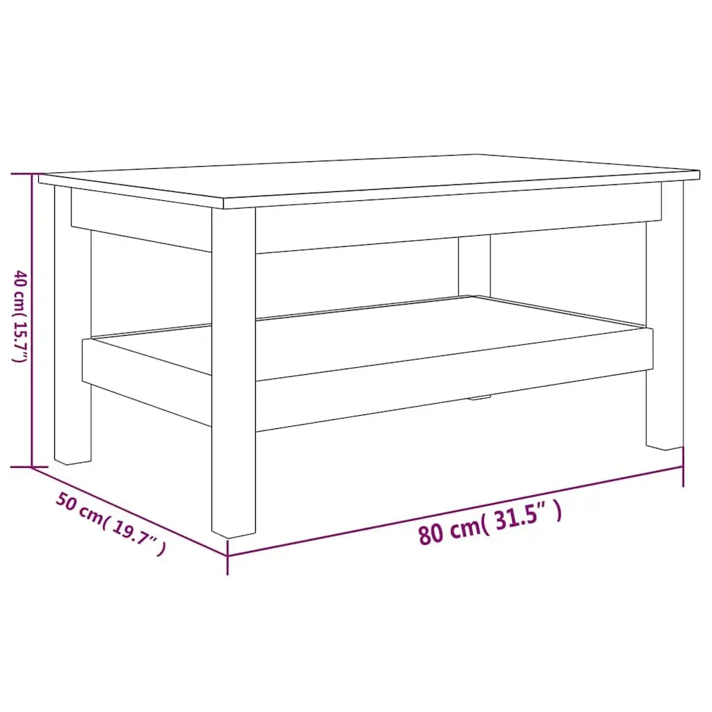 Pine Coffee Table with Additional Storage Shelf