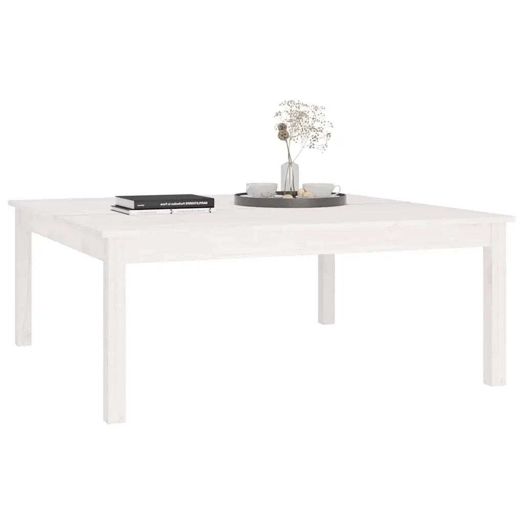 Coffee Table White 100x100x40 cm Solid Pine Wood Minimalist Design Sturdy