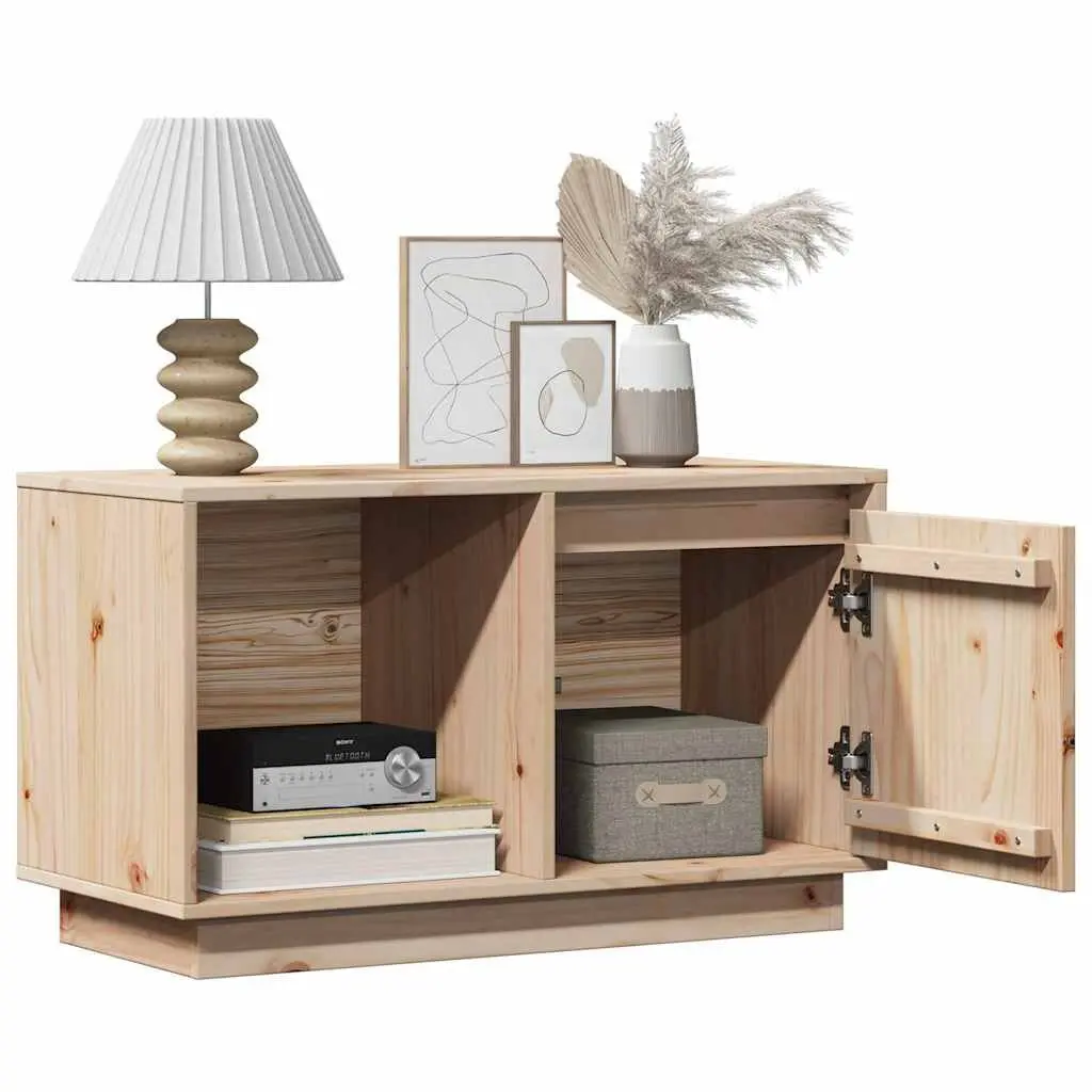 Solid Wood TV Cabinet Pine 74x35x44 cm Brown Storage Unit Living Room Furniture