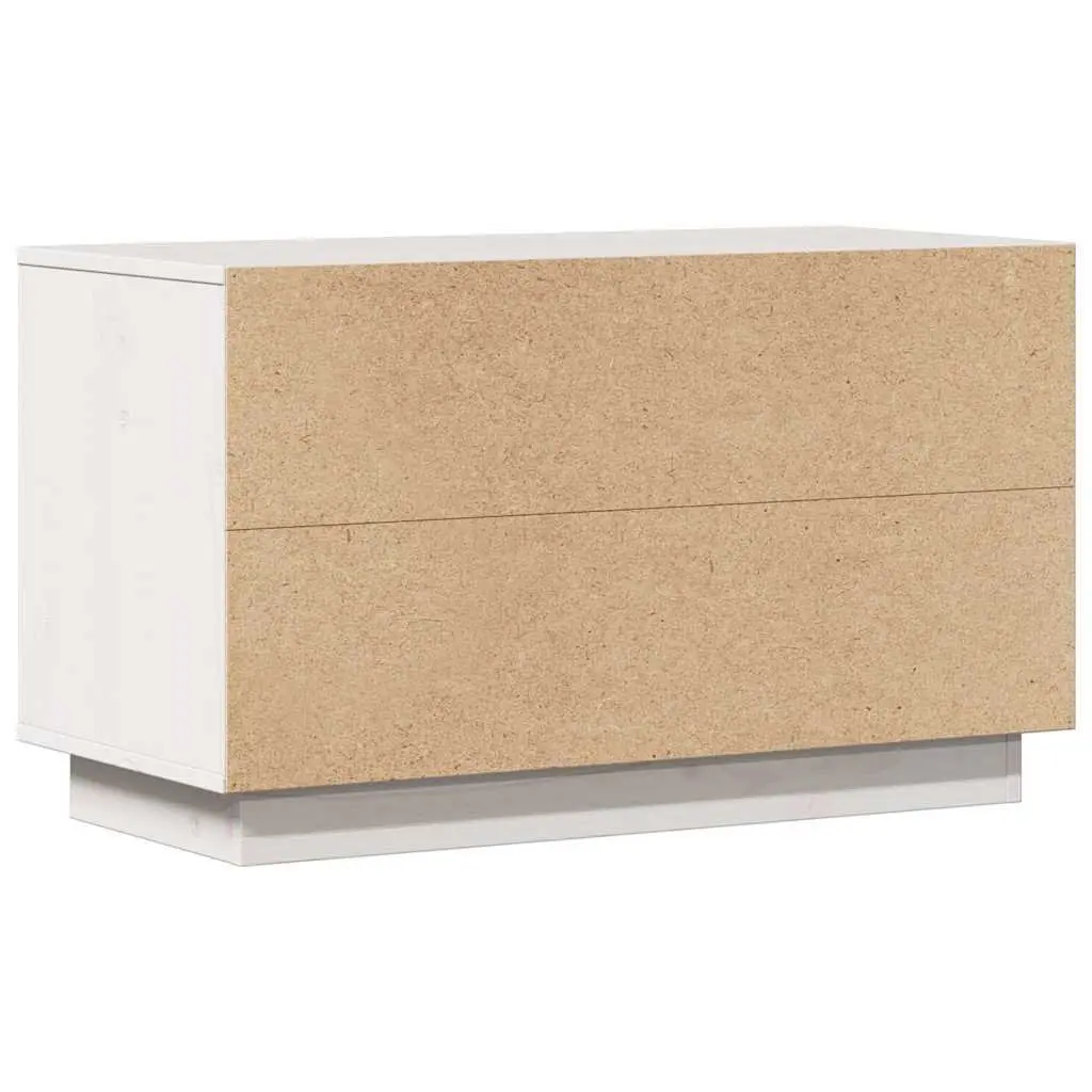 Pine Wood TV Cabinet White 74x35x44cm Storage Unit Living Room Furniture